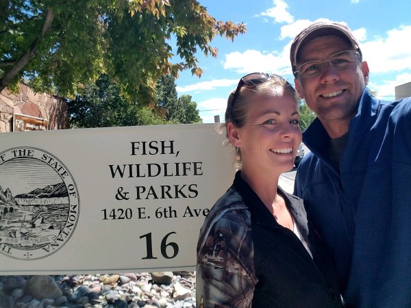 Alicia and Eric at Fish, Wildlife, and Parks working out the donation of 1.1 acres of Blacktail Creek frontage to the State.